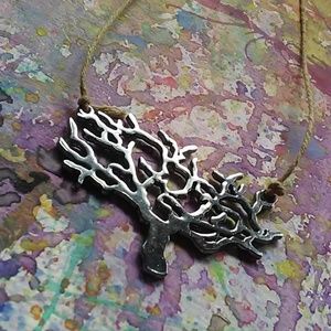 Pewter/Silver Metal Tree Necklace - Reversible